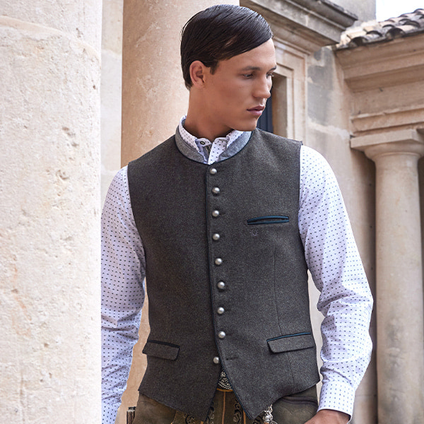 Trachtenweste Herren Für Oktoberfest - Hirschleder Samt Mit Stickerei XS-4XL