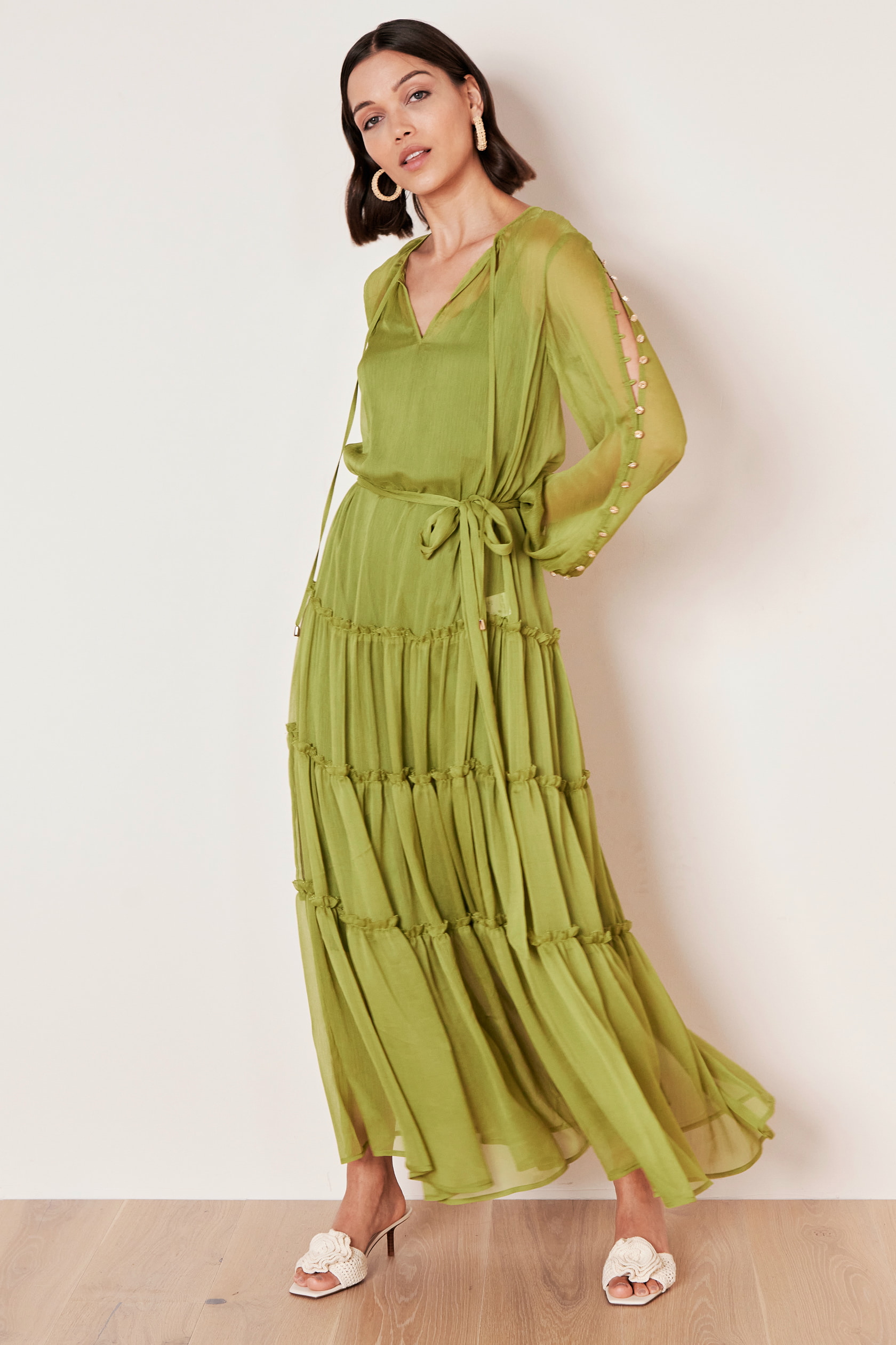 CLAIRE LUISE® Semi-transparent maxi dress in green