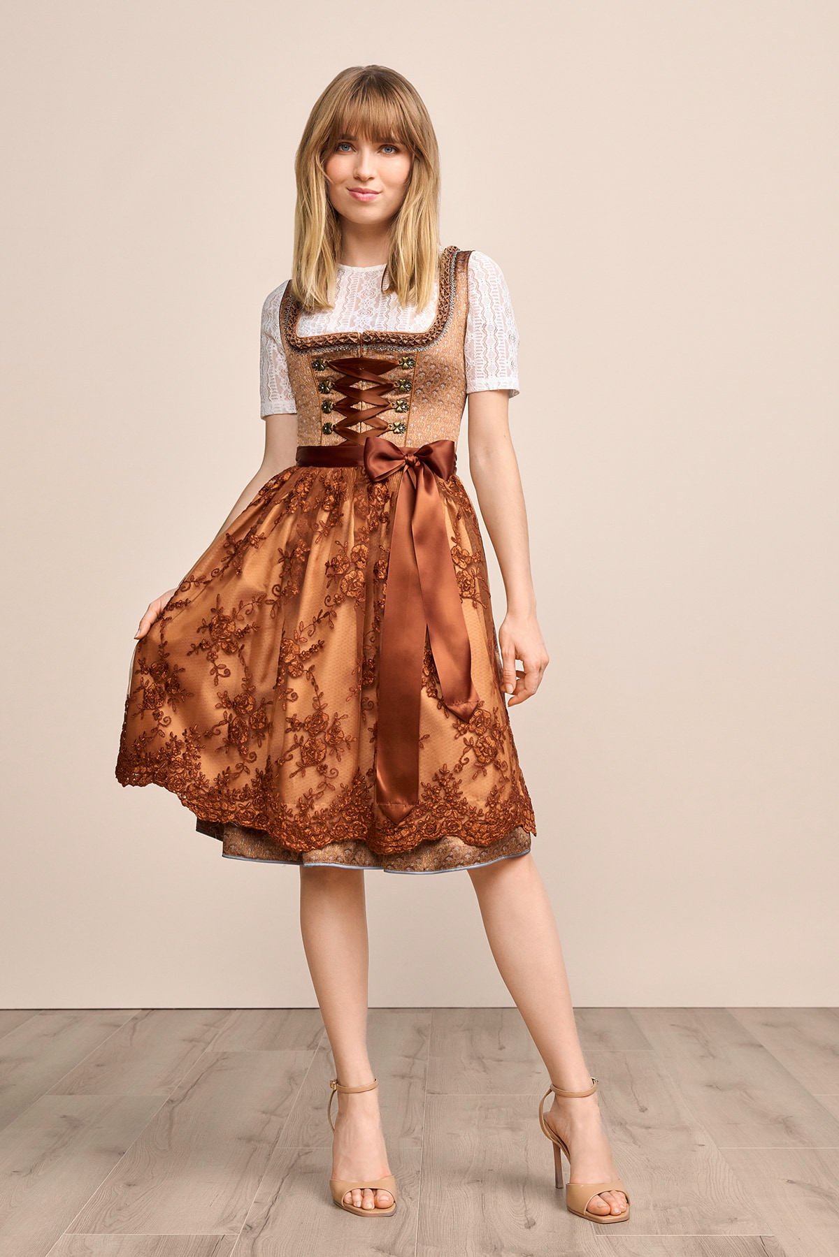 brown dirndl dress Vintage Dirndl Dress Dirndl Top Landhaus Chocolate Brown & Pink Size 36