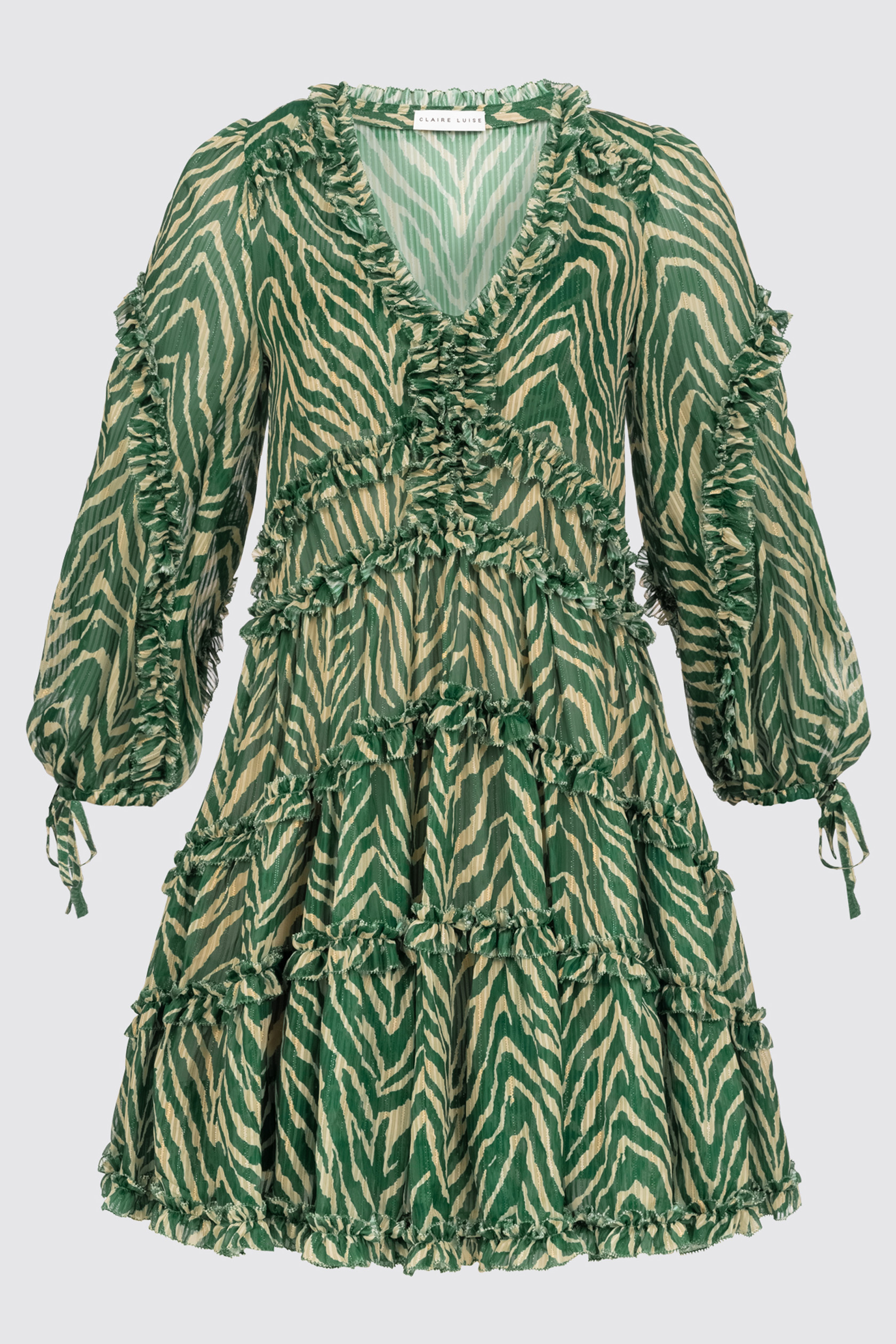 CLAIRE LUISE Mini dress with zebra pattern in green