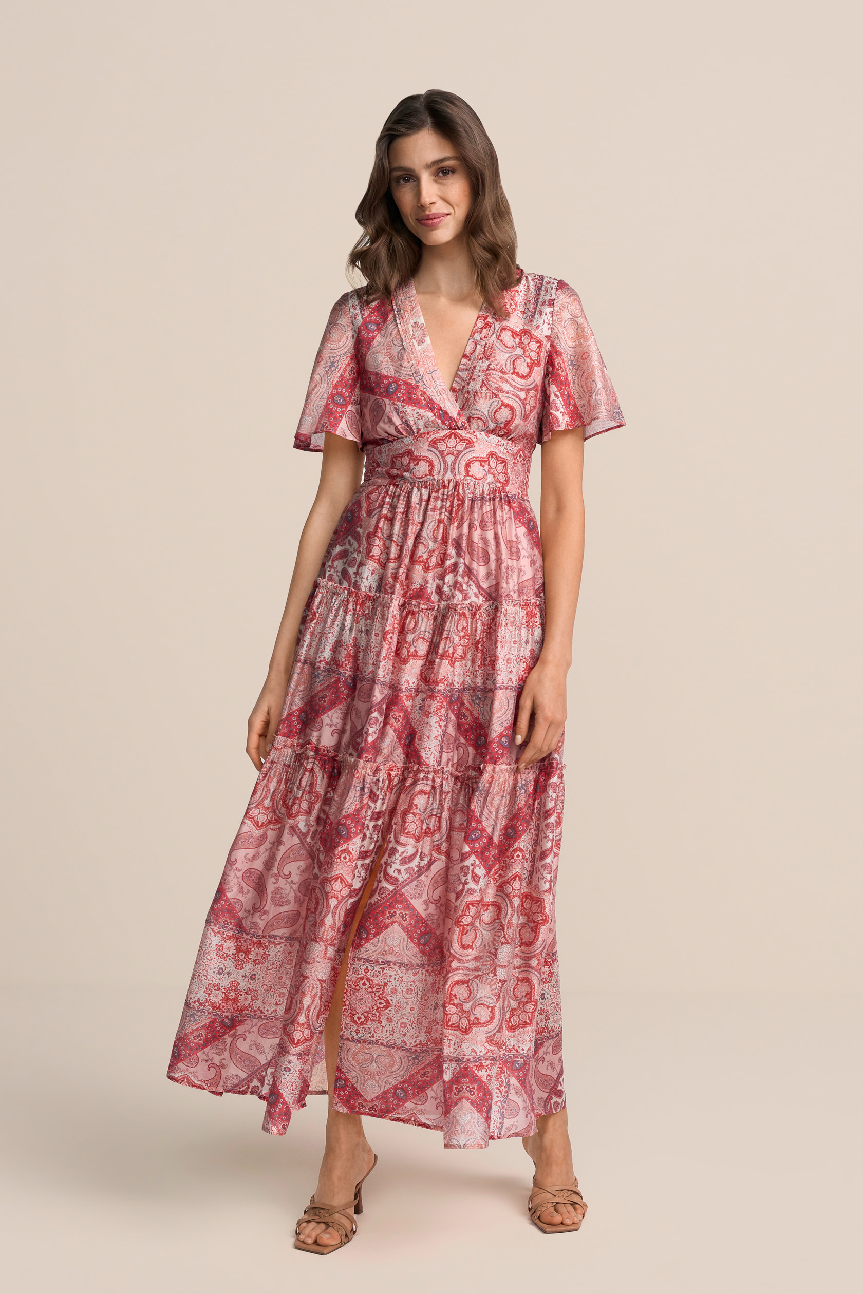 CLAIRE LUISE® Langes Kleid mit Paisleymuster in rot