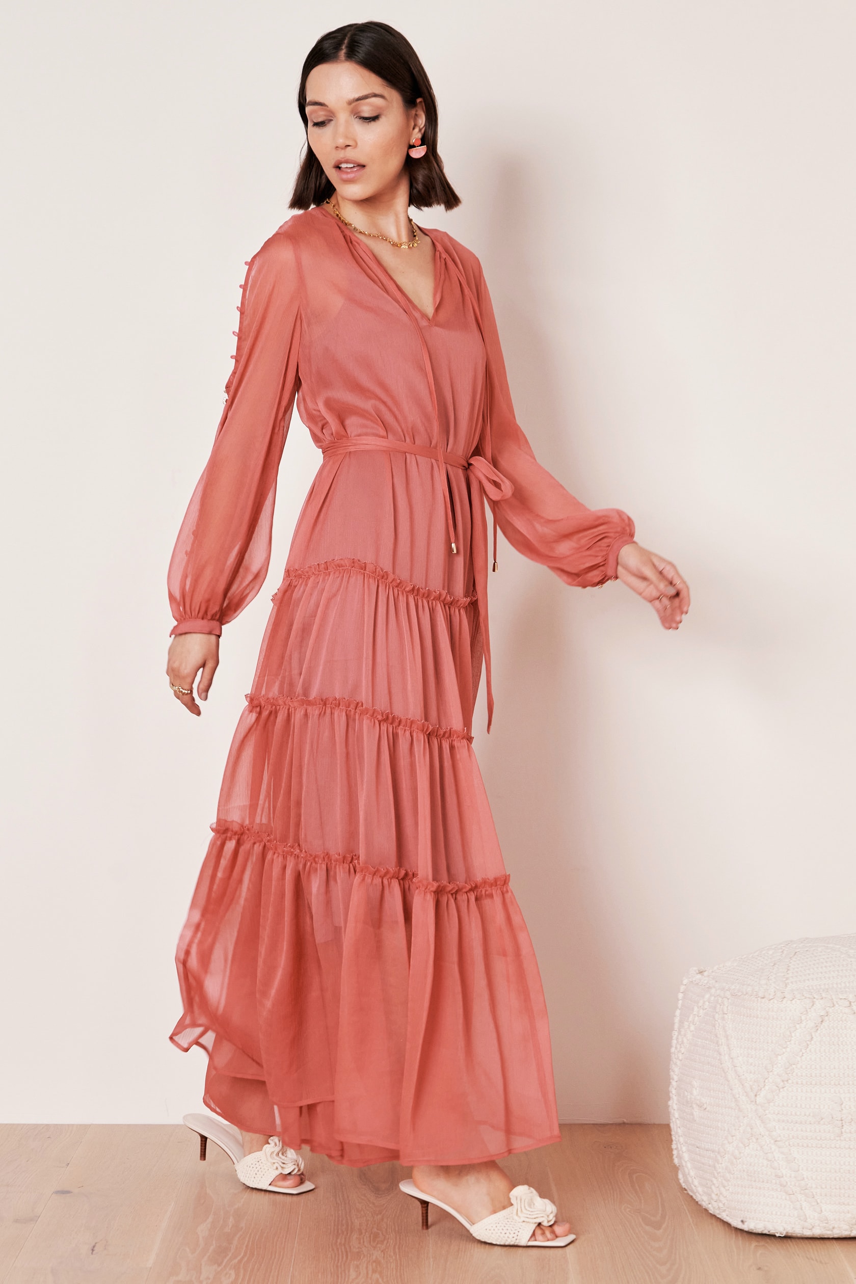 CLAIRE LUISE® Semi-transparent maxi dress in rose