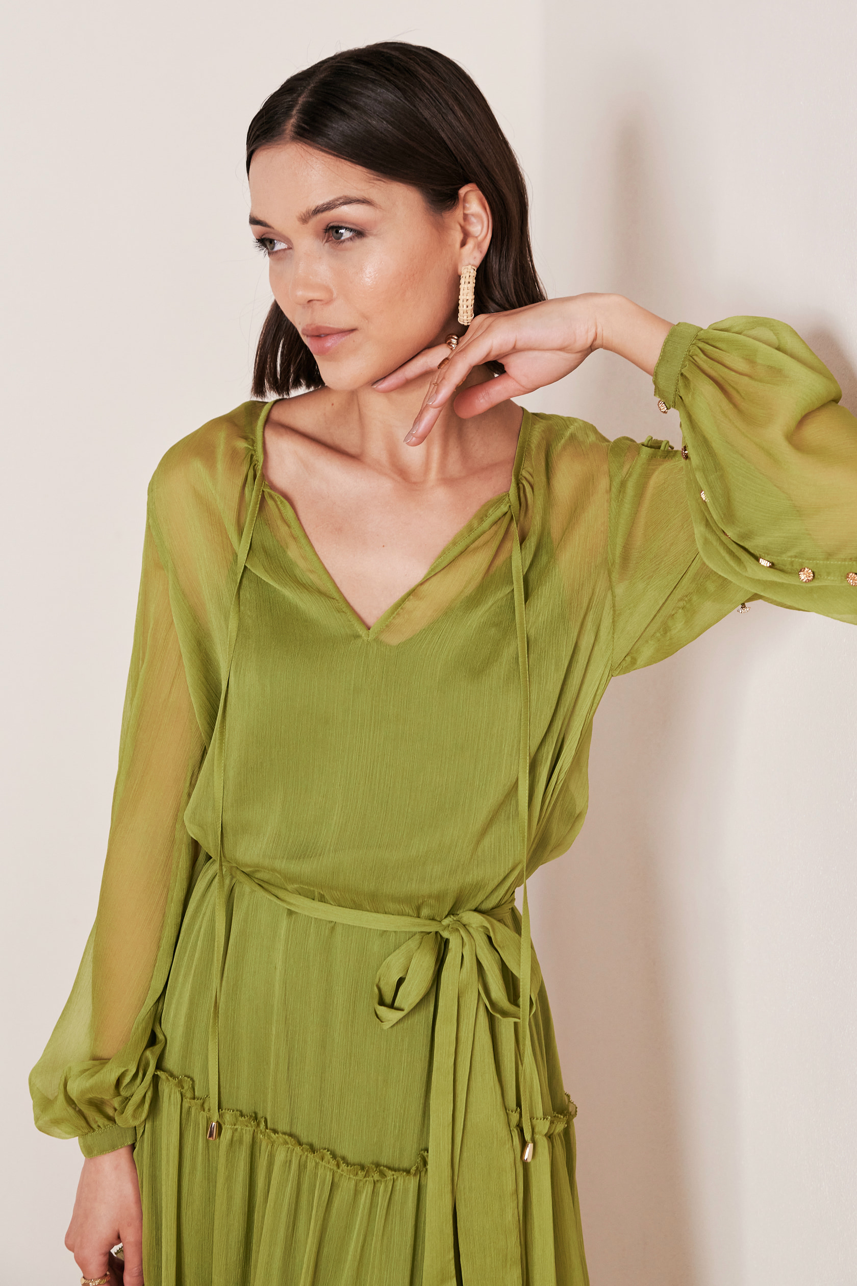 slim fit dress slacks The Clarita Dress in Sage – Maison Mikumo