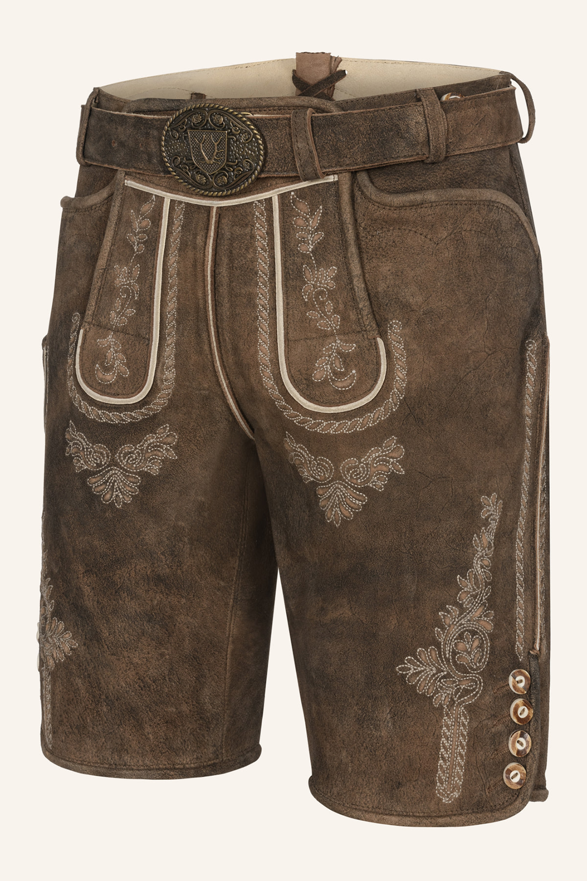 Lederhose Quan mit Gürtel