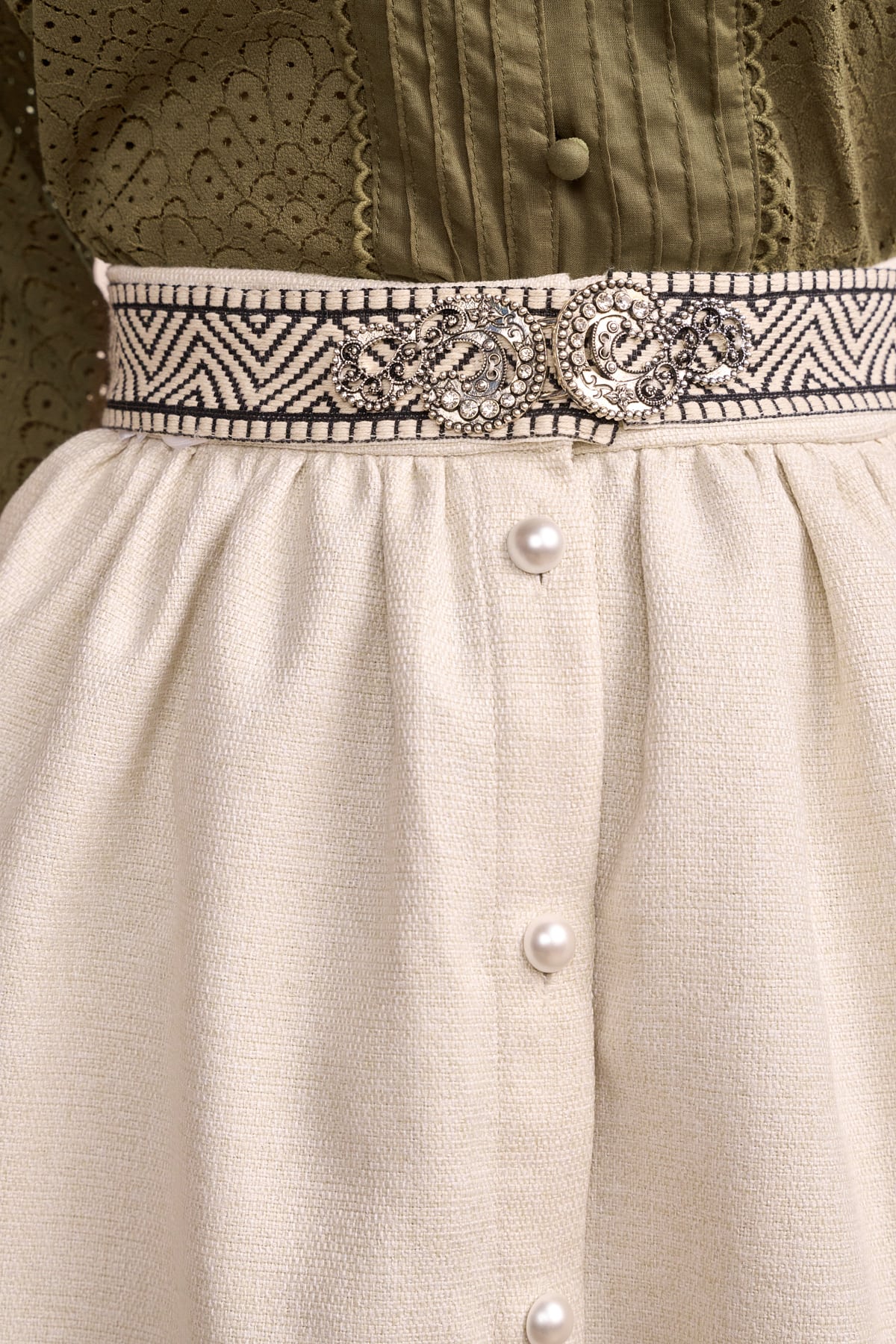 Lifos Trachtenrock Mit Gürtel Paisley Schwarz